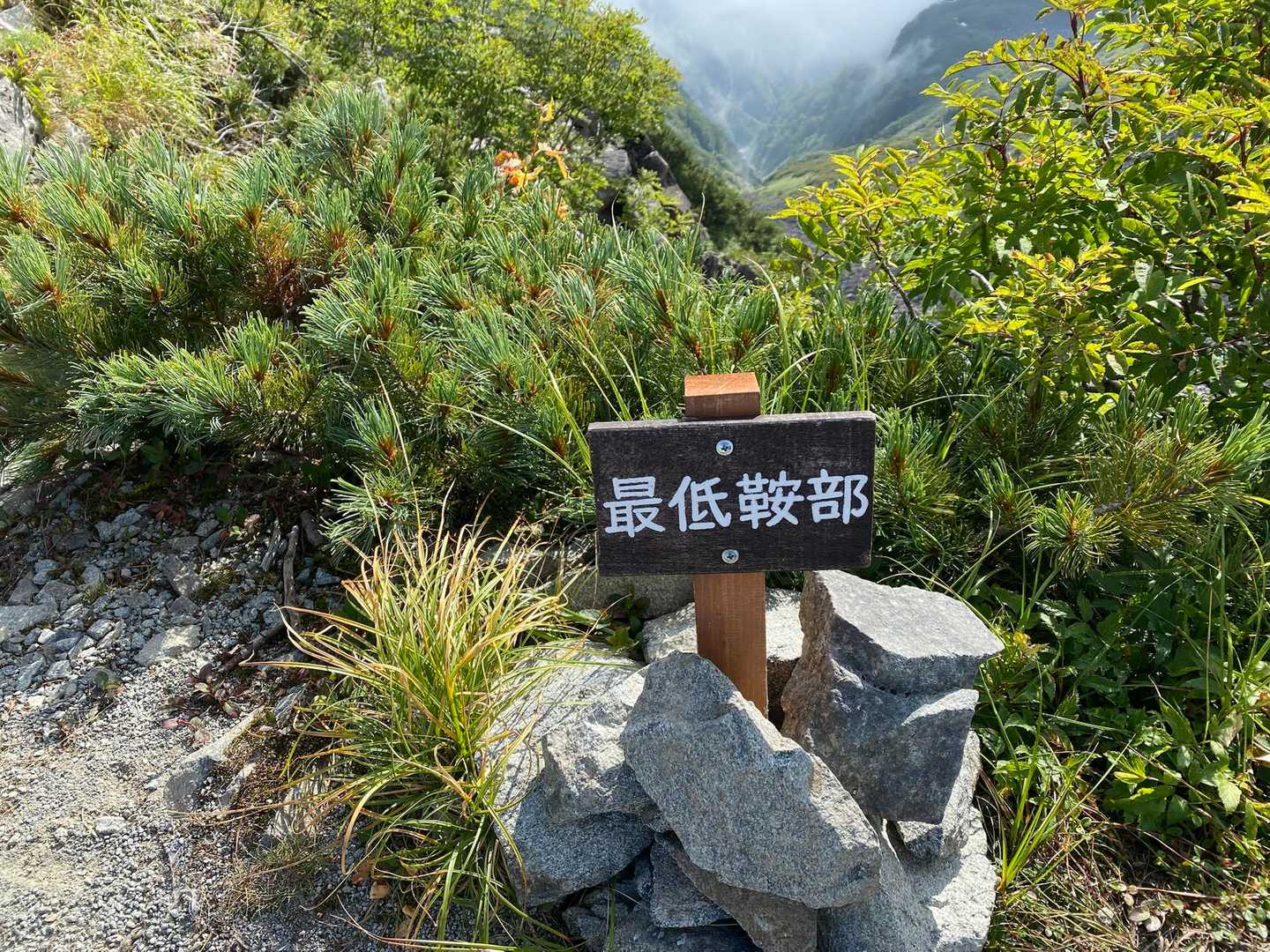 大キレットの中で一番低い場所❓