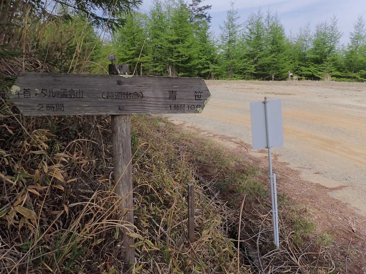 ここで予想外に林道へ出る
ここから4kmの砂利道を歩くことに