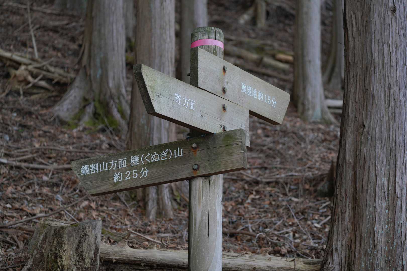そしてくぬぎ山まで25分の道標　実際は15分程でした