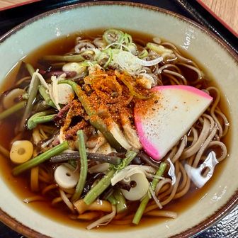 身体に沁みる山菜そば😋