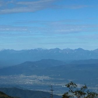 北アルプス界隈、手前は長野市街地かな？