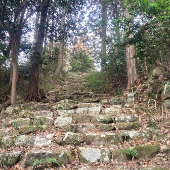 石段を下から見ると〜。