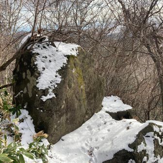 がんばり岩．もう汗だくになっています．