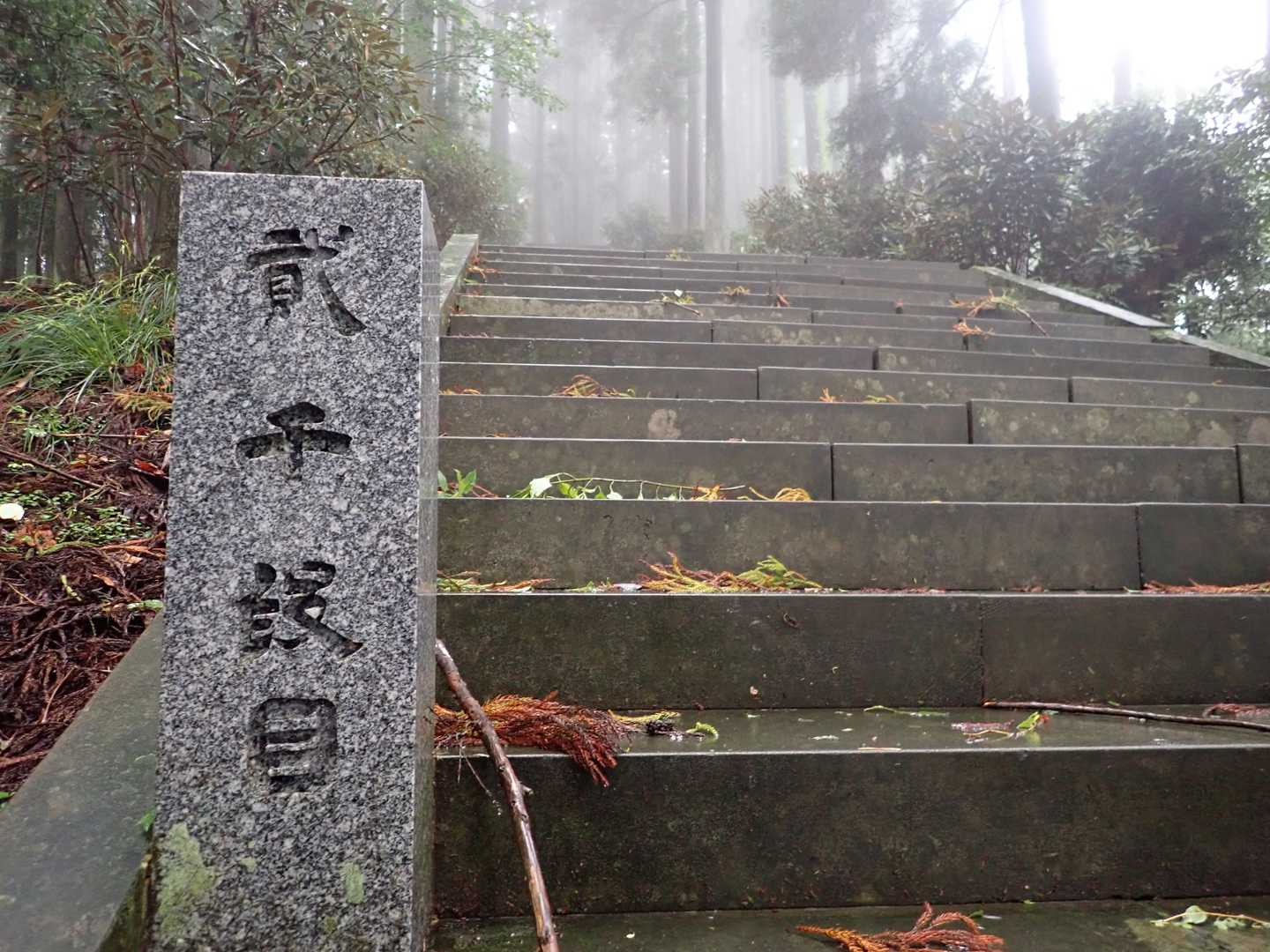 2000段に到着
周りがうっすらと白く。