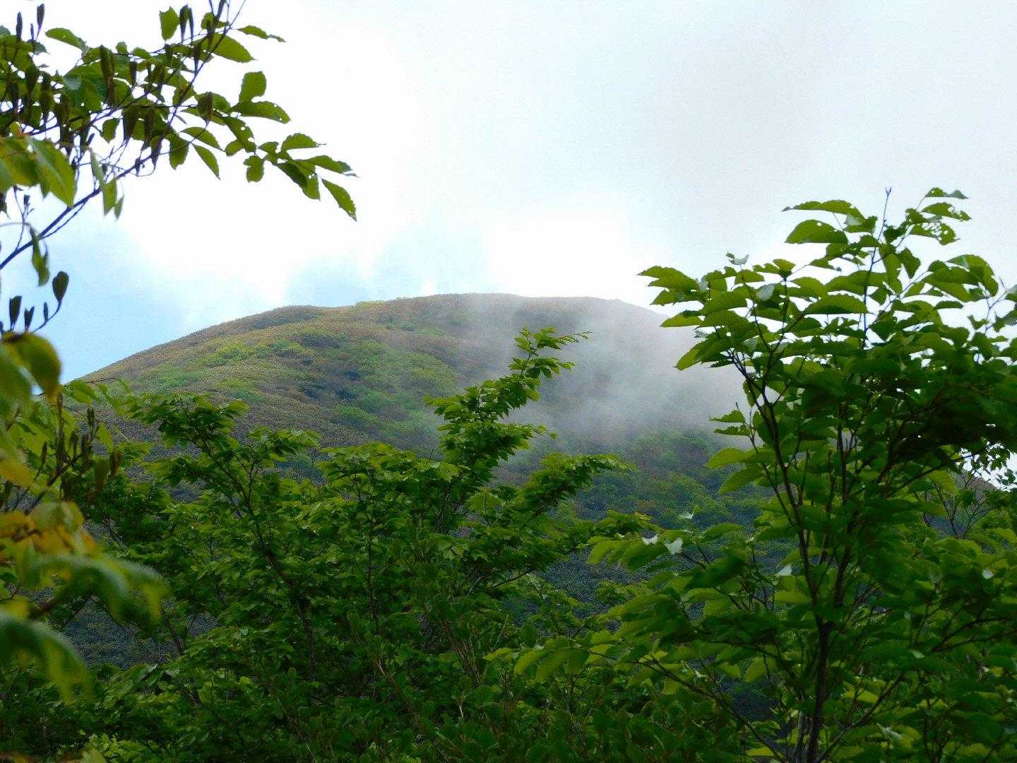 真昼岳山頂にはガスが