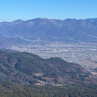青木村、上田市方面
右に浅間山