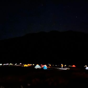 夜中テント内で-2.8℃を確認
幕が凍ってバリバリに