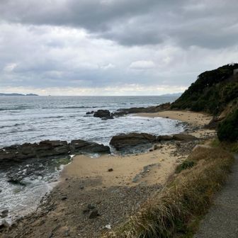 波の侵食で出来た独特な岩場に降りられる。