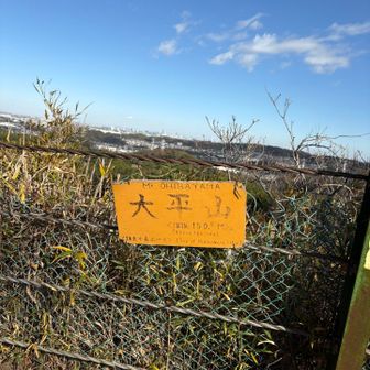 大平山山頂(159.2m)。奥は横浜の高層ビル