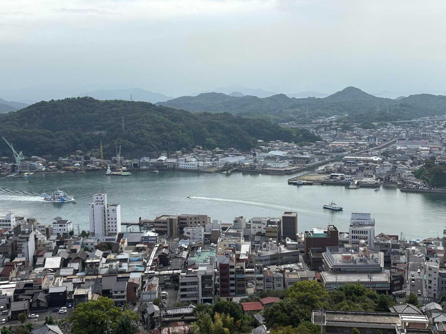 展望スペースから市街地を見る
