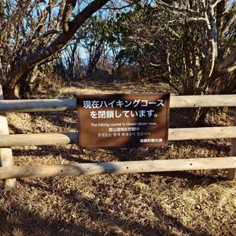 この先の冠山、大涌谷へは有毒ガスの為、入山禁止