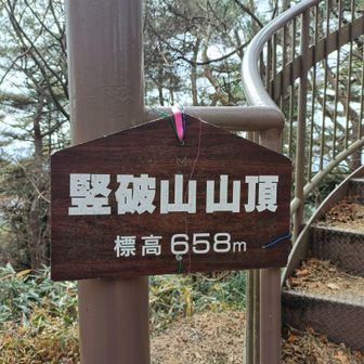 竪破山山頂。

茨城100山(28/100)
展望台に登ったら高鈴山とか神峰山が見えたけど、やはり大展望ってわけではなくて、まあ見えるなあって感想。