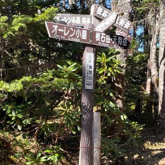 箕冠山山頂の標識、夏沢峠に向かいました。