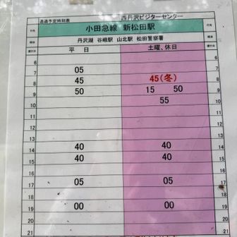 帰りのバスの時刻表