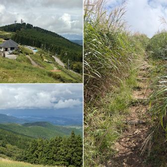 景色を見廻しつつ…芒が蔓延る緑の高原…観光シーズンに向けた整備は未だこれからと