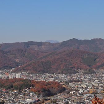 行動山（右）、中央奥に 地蔵岳、電波塔群が見えました