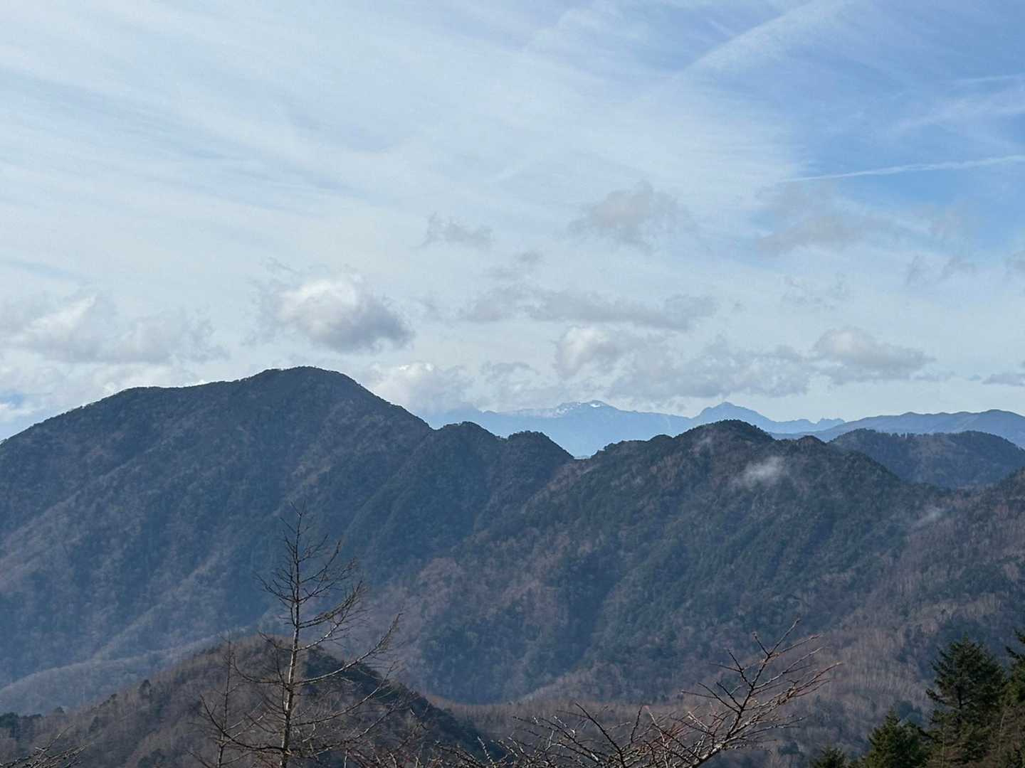 バックに見えるのは南アルプス
