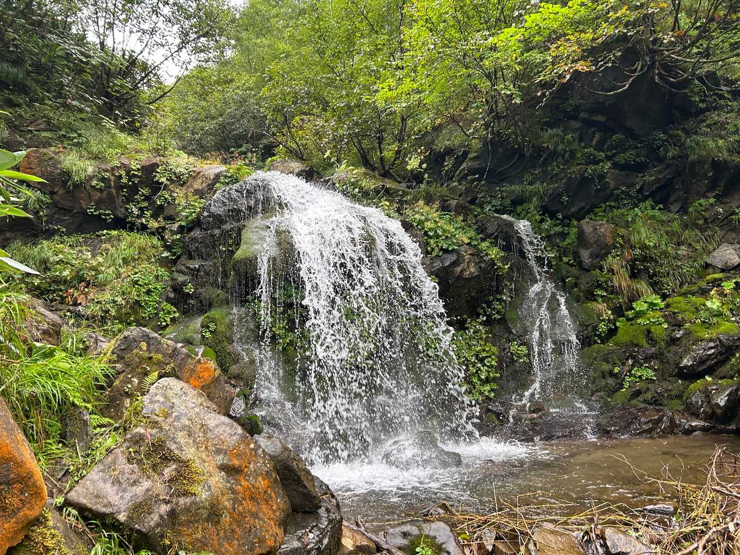 滝の横から登ります
足場が滑りやすので注意