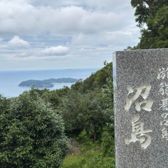 海に浮かぶ、淤能碁呂島（おのころじま）沼島（ぬしま）。