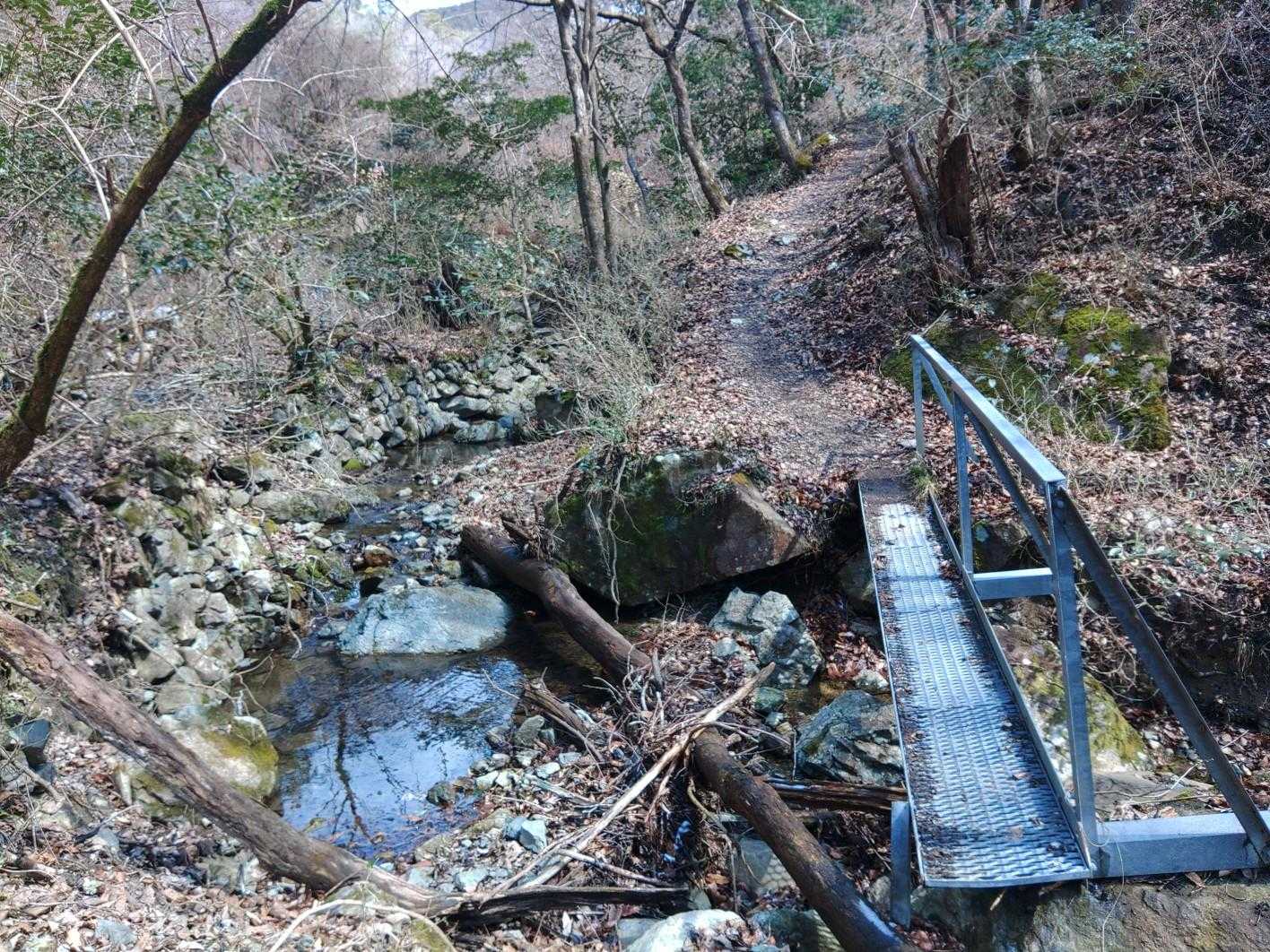 剱岳の練習の様な橋を渡って