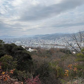見えて来た広島市内と広島湾
左側に宮島