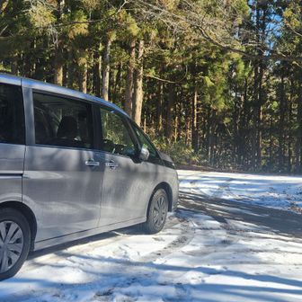 今日は駐車場にだけ雪がありました。アクセスに登山道にはありません。
戻った後は、この雪で靴を綺麗にしました