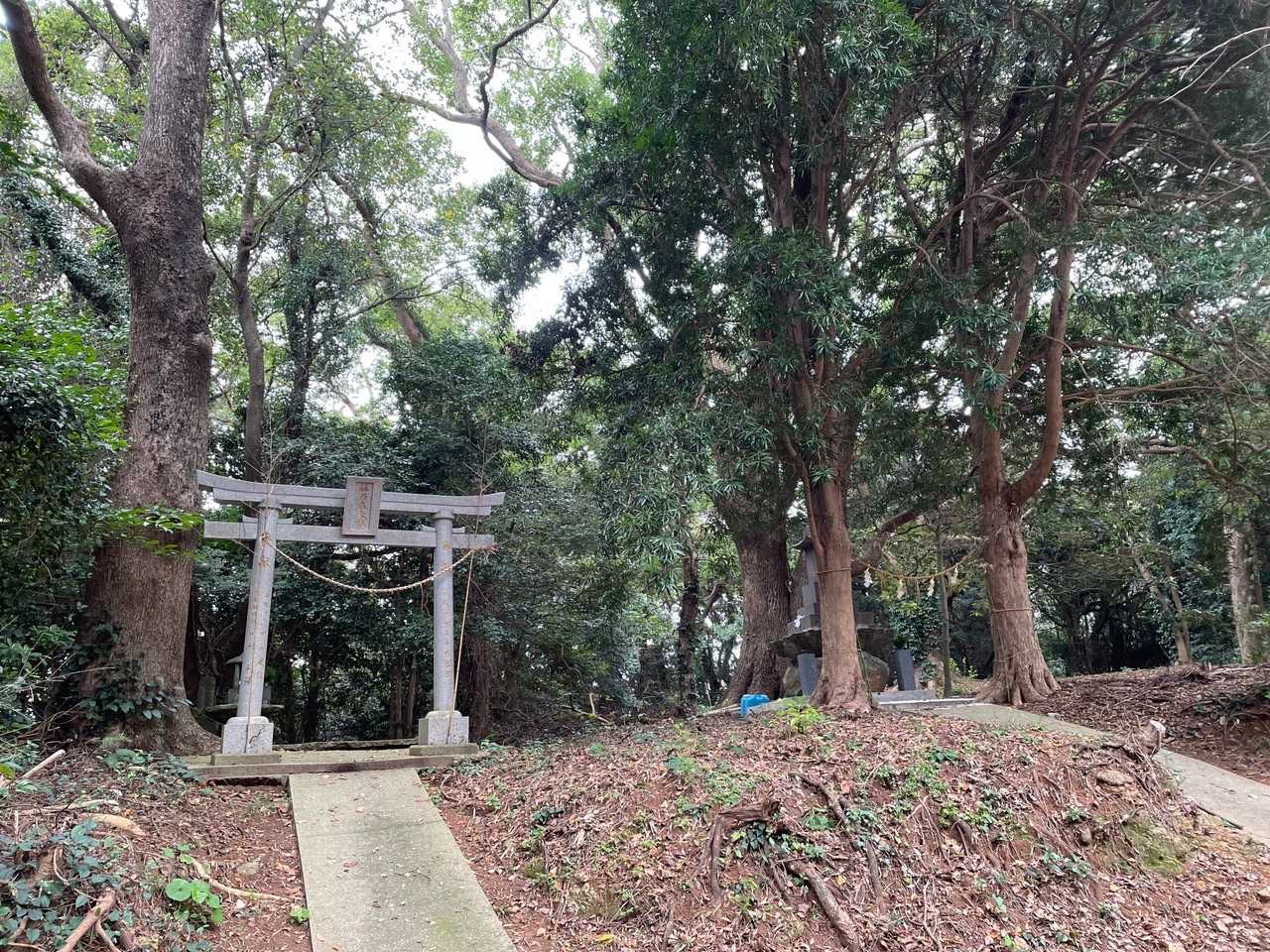 山頂には神社に祠、どちらも大切にお祀りされています🙂三角点、山頂標識はありません😓