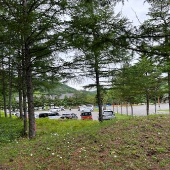 ゆっくりスタートだったので、登山口至近の駐車場は満車。高峰マウンテンパーク駐車場スタート。