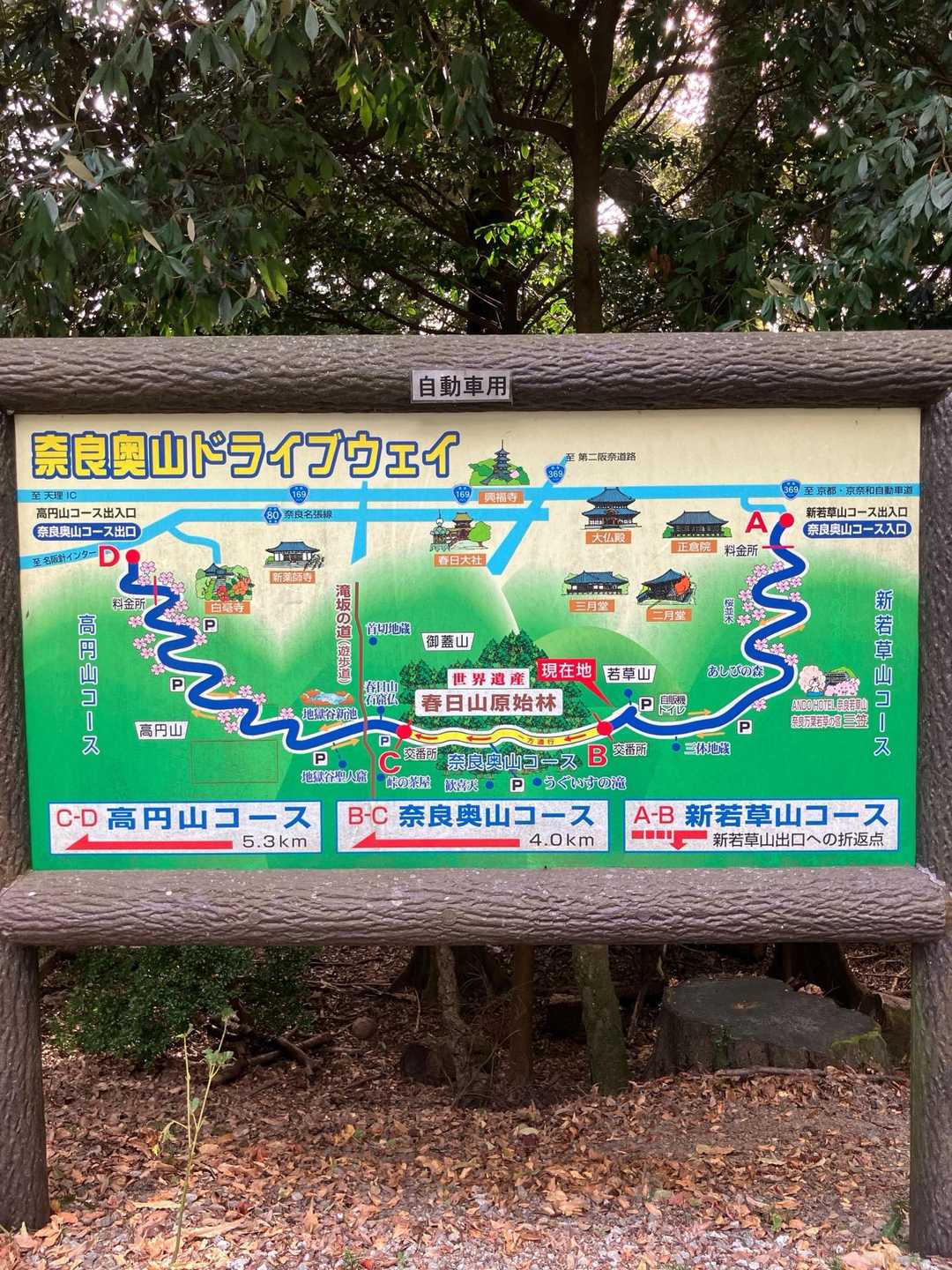 近鉄奈良駅-若草山麓バス停-若草山 往復コースの写真