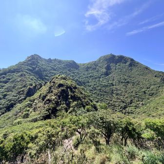 御鉢まわりといっても、途中で火口の中に下りました。東峰を正面に見ながら、そこを目指しました🚶