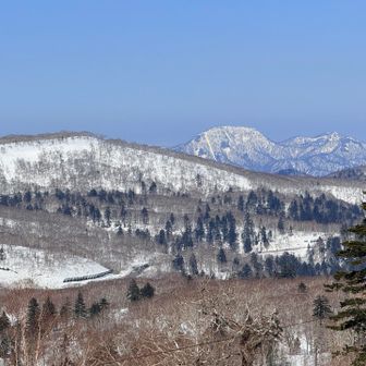 あそこから来ましたー
なぜか先ほどより近くに感じる定山渓方面