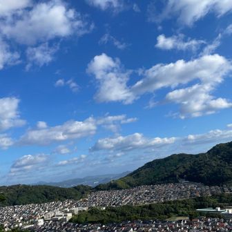 中央に広島市街地。
左手は鬼ヶ城山。