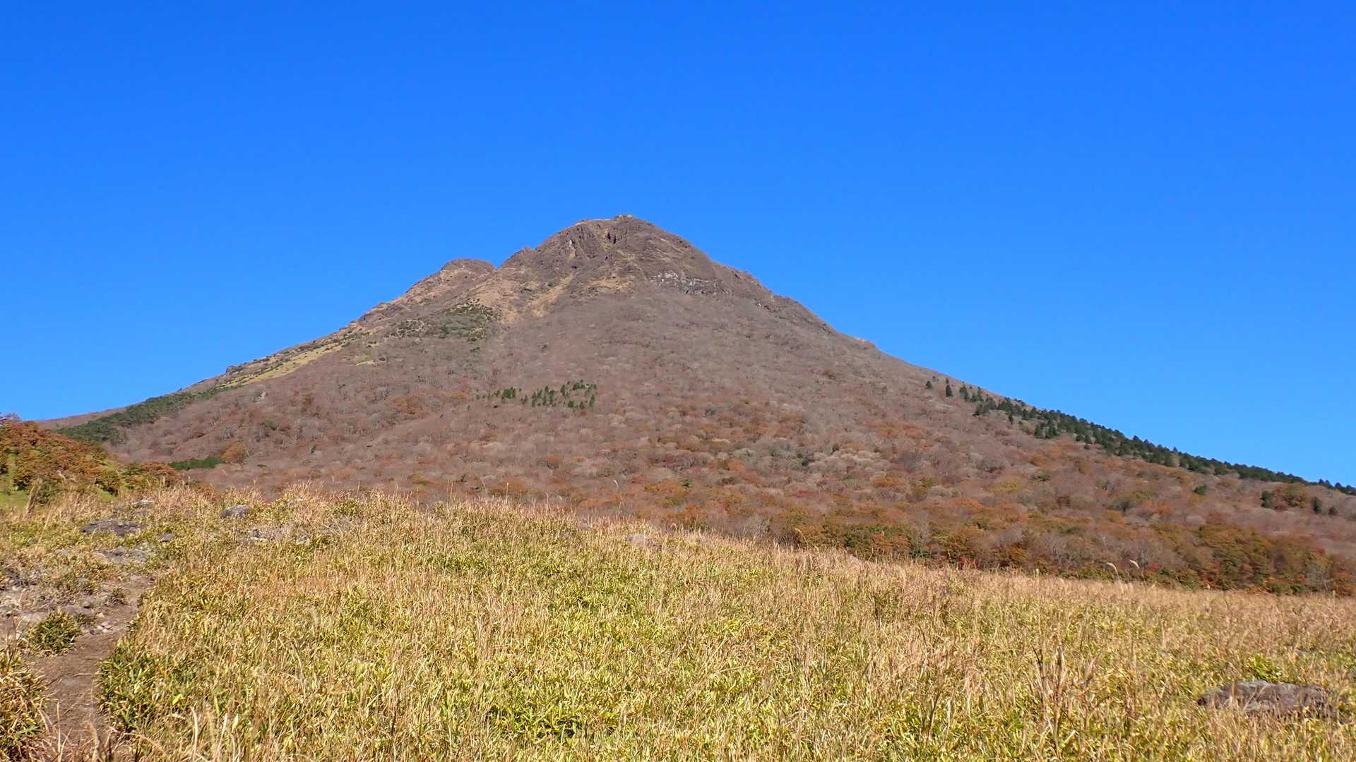 最後に由布岳を振り返ります、日向岳散策、紅葉が綺麗でしたありがとう(^^♪