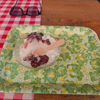 穂高平小屋のかき氷。生き返りました。