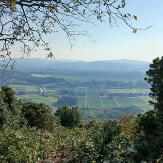山頂からの眺望。ベンチが２台。この後行く坂崎展望台とは違った、落ち着く風景。