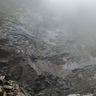 四王寺の滝。予想どおり全く凍ってません。