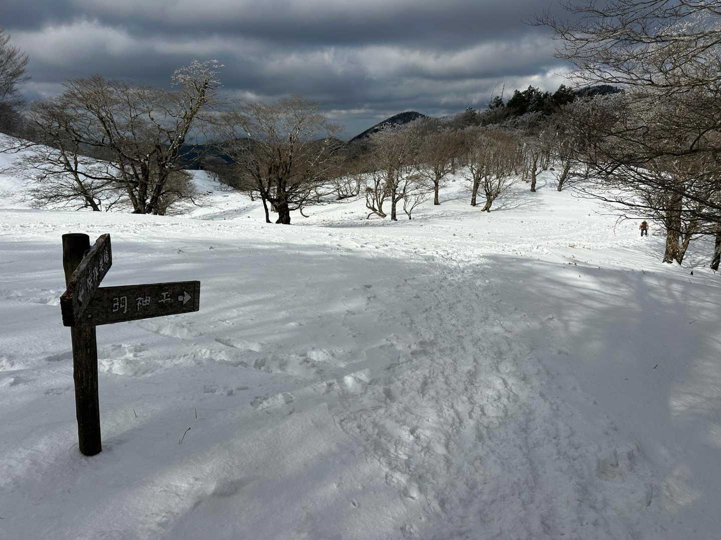 明神平からの分岐にでました。
午前はブルーだった空も少しどんよりとしてきました。🫤