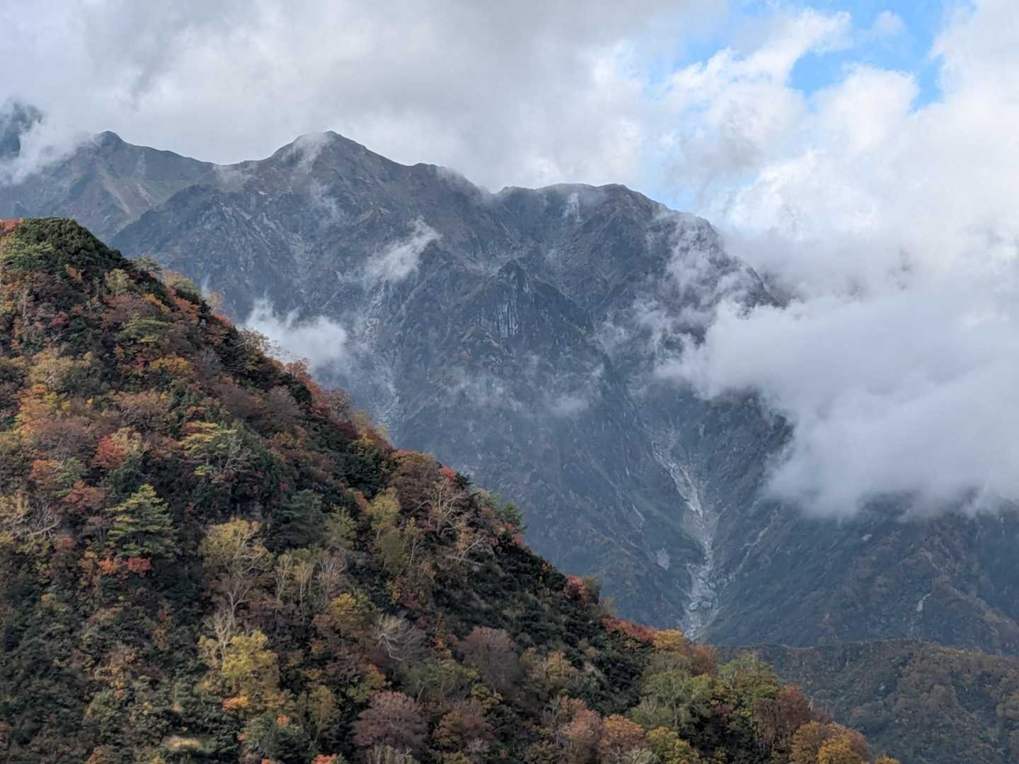 左のトンガリが白岳かなぁ？
雲の中に、唐松岳が…🥲