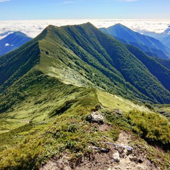目の前にピパイロから伏美岳にかけての山塊⛰️
Yさんは先週、ピパイロの先であまりのハイマツ攻めで1967まであと半分のとこで撤退したそう。
リベンジ達成を喜びあう🙌🏻