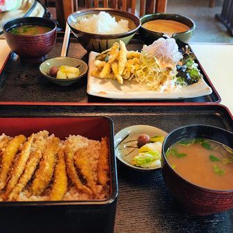 榛名湖といったらワカサギ
chamikoさんにワカサギ重をご馳走していただきました🙇
ソースカツ丼のワカサギ版旨し😋