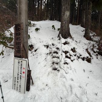 ここが登山口
朝は雪に埋もれて階段は全く見えず
今ならわかるけど