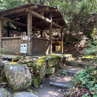 キャンプ🏕️場入り口より上の方の散策路表示板に出ました。ここから御手洗の滝へ行ってみることに。