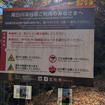 さてさて矢立石駐車場から車で移動して、ここから尾白川渓谷散策