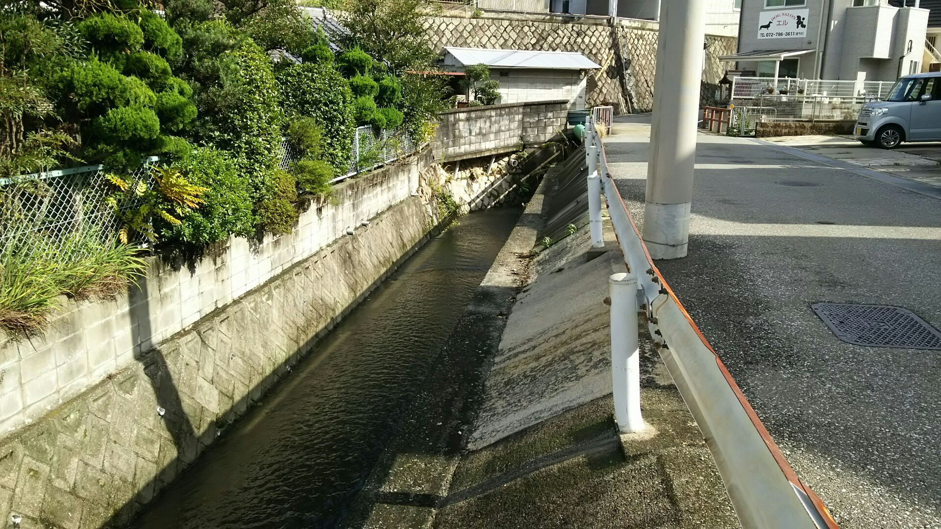竜王山(茨木市)・阿武山 郷之久保川 この辺りから川は東へ流れる　豊島郡と嶋下郡の郡境からの伏流水が源流