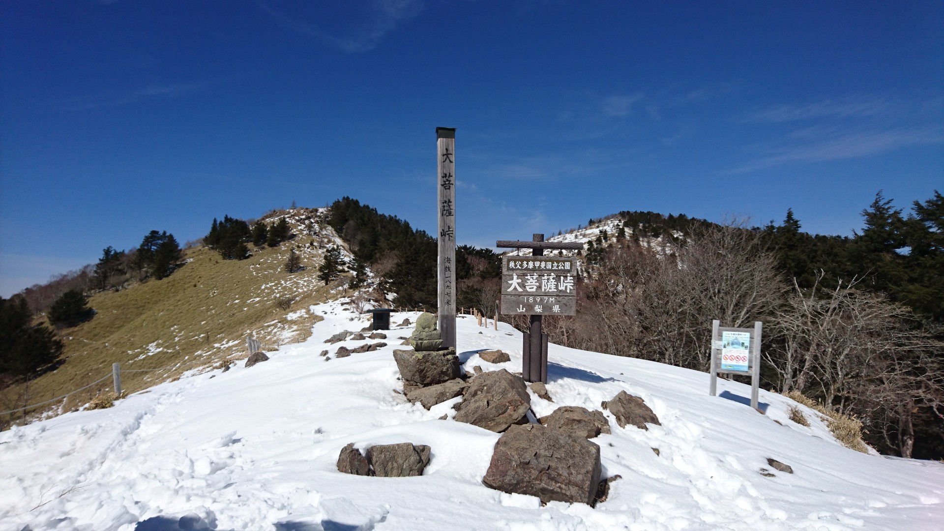 大菩薩嶺行った まだまだ雪あるよ キャッツビーさんの大菩薩嶺 鶏冠山 大マテイ山の活動データ Yamap ヤマップ