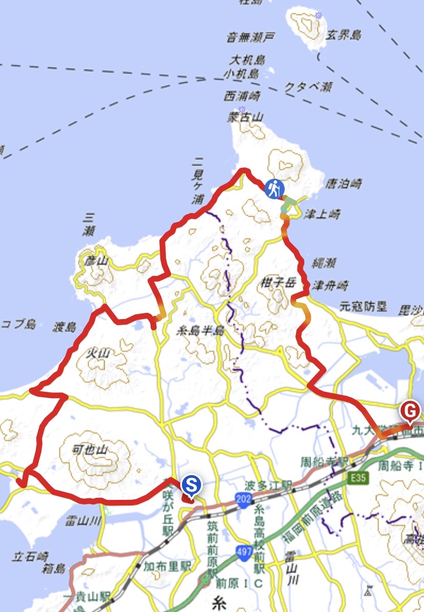 糸島半島右回り 迫力マウンテンさんの糸島三都110キロウォークの活動データ Yamap ヤマップ