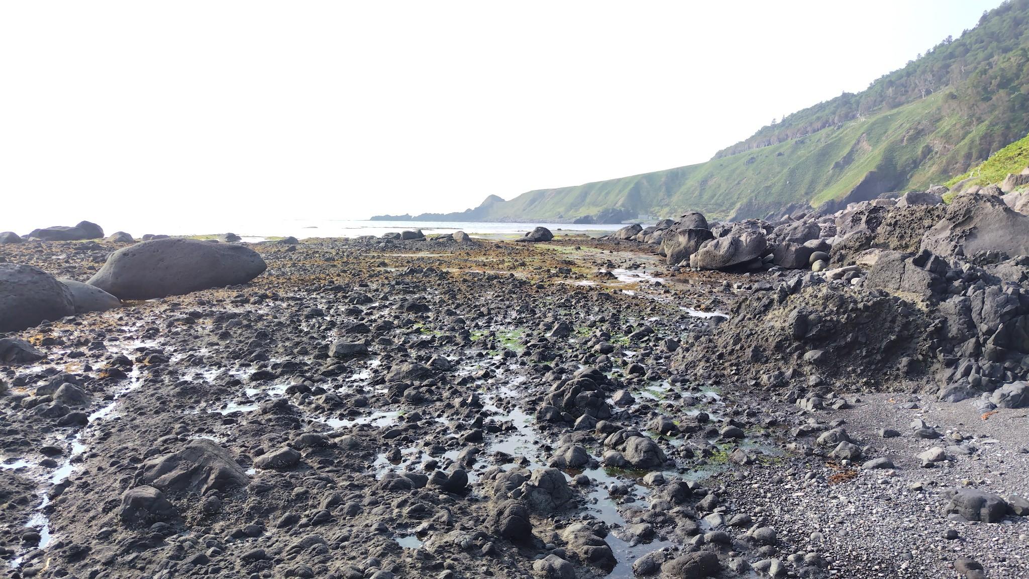 近藤ヶ淵の手前。潮位22cm。往路よりも40cm潮が引いているので、歩ける場所がだいぶ変わってます。