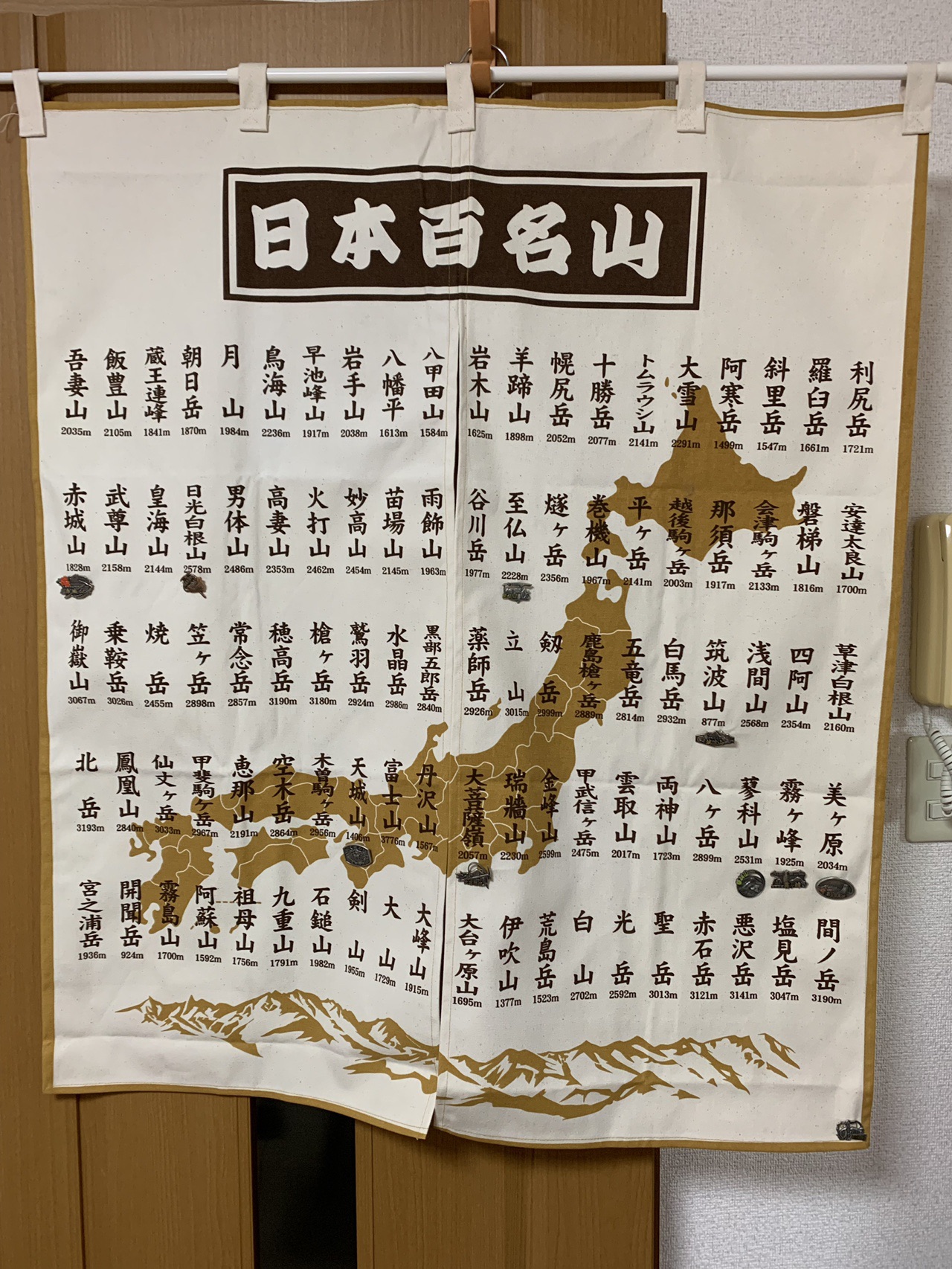 日本百名山のれん 山バッジ コレクション