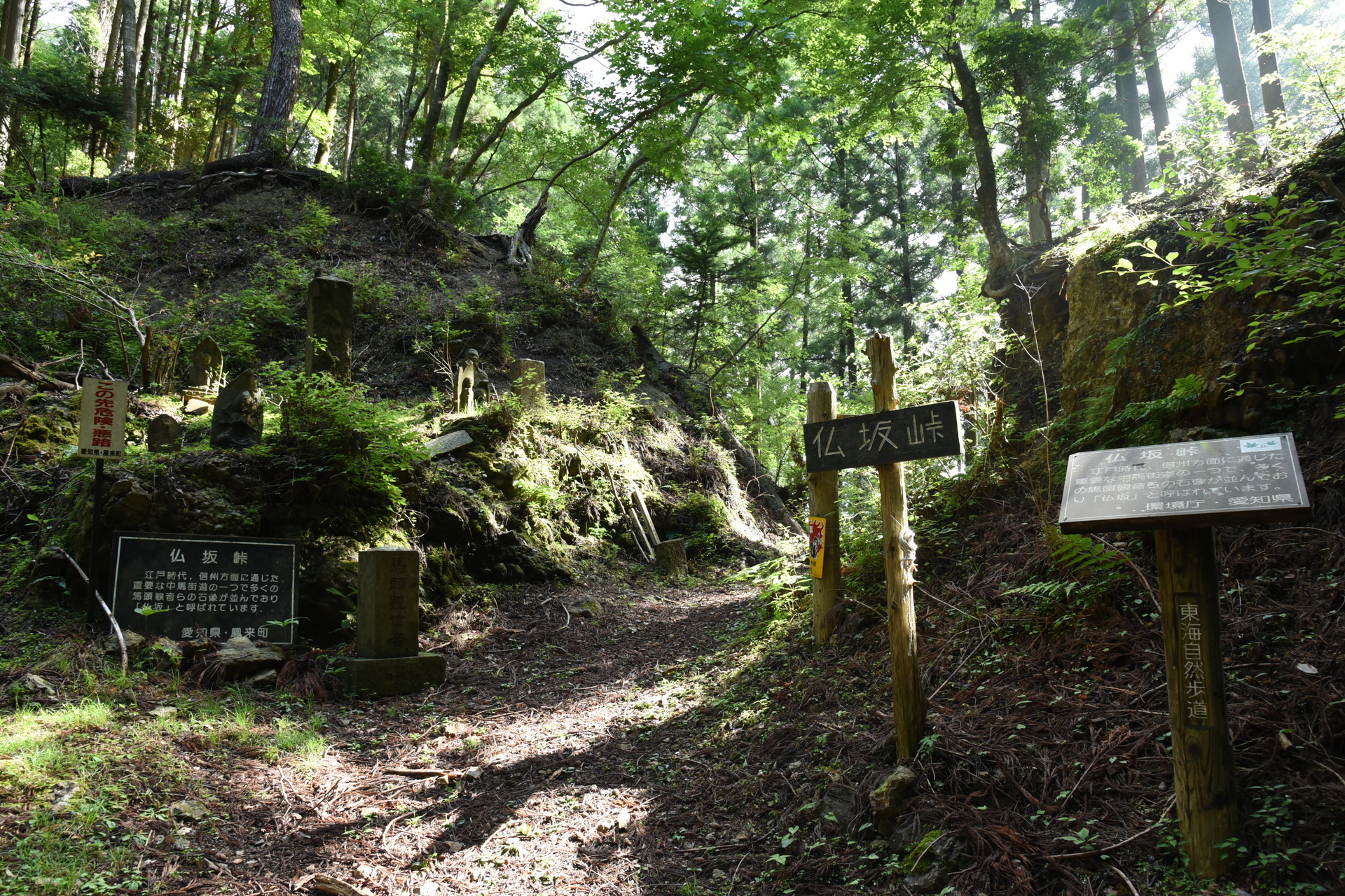 宇連山・鳳来寺山・岩古谷山 仏坂峠。石仏がたくさんありかつて交通の要衝であったろうと歴史を感じました。