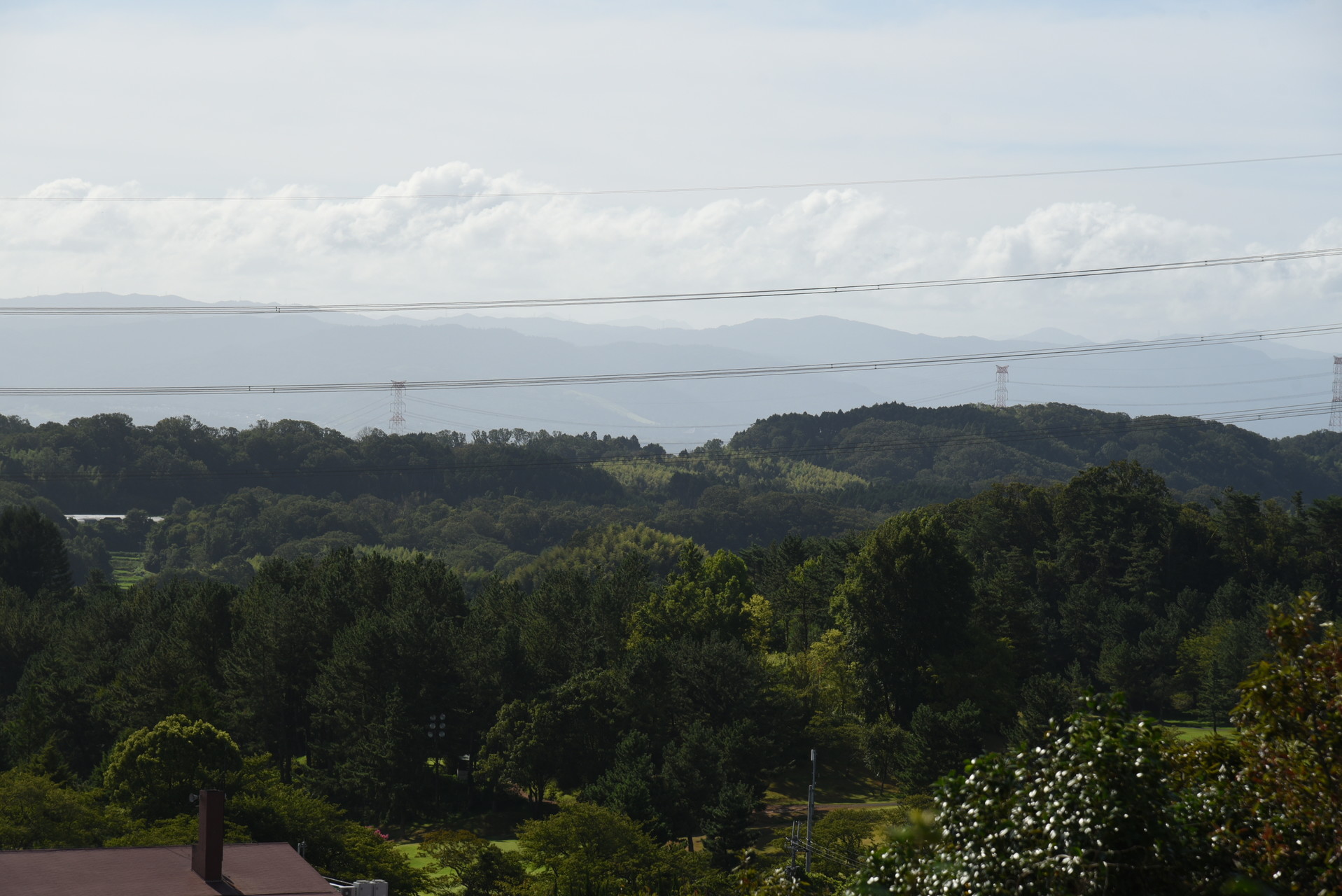 交野山・国見山 観音岩上から奈良方面です。
中央奥の草地になっているところが若草山、
その右下に東大寺大仏殿の屋根が見えます。